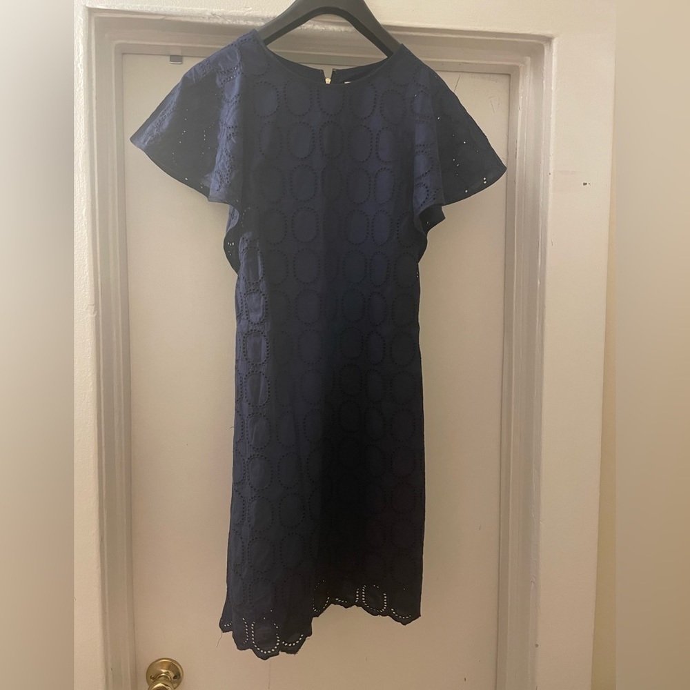 J.Crew Navy Blue Floral Embroidered Short Sleeve Dress Size 0